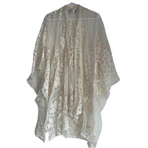 Origami By Vivien Kimono Cardigan Womens OS White Lace Sheer Duster Boho Bridal
